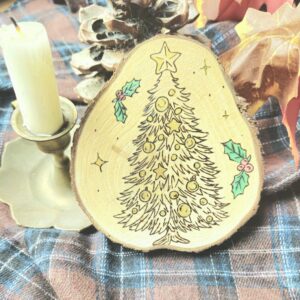 Dessous de tasse pyrogravé - Noël Enchanté ✨