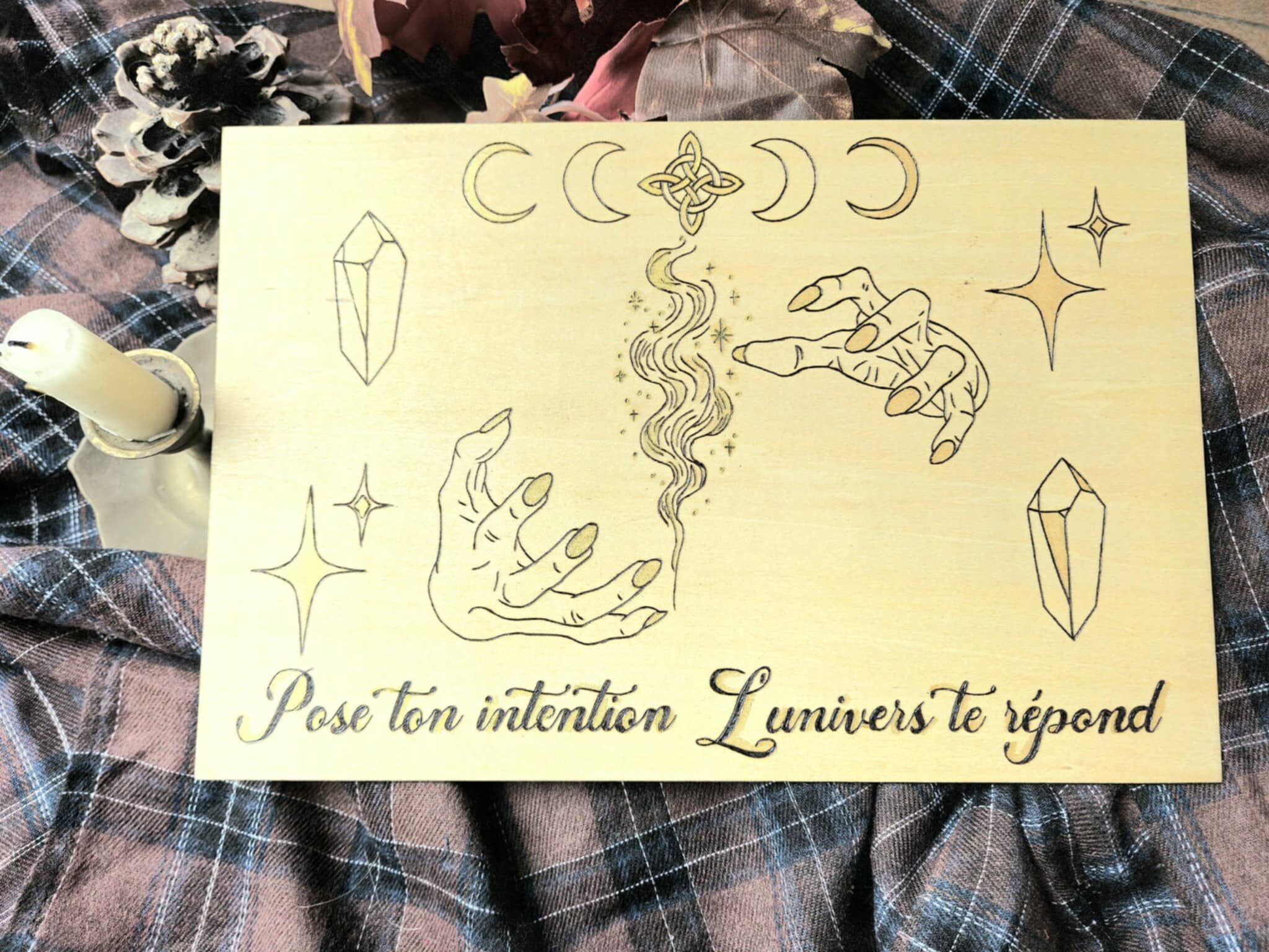 Planche décorative pyrogravée - Manifeste tes Intentions✨